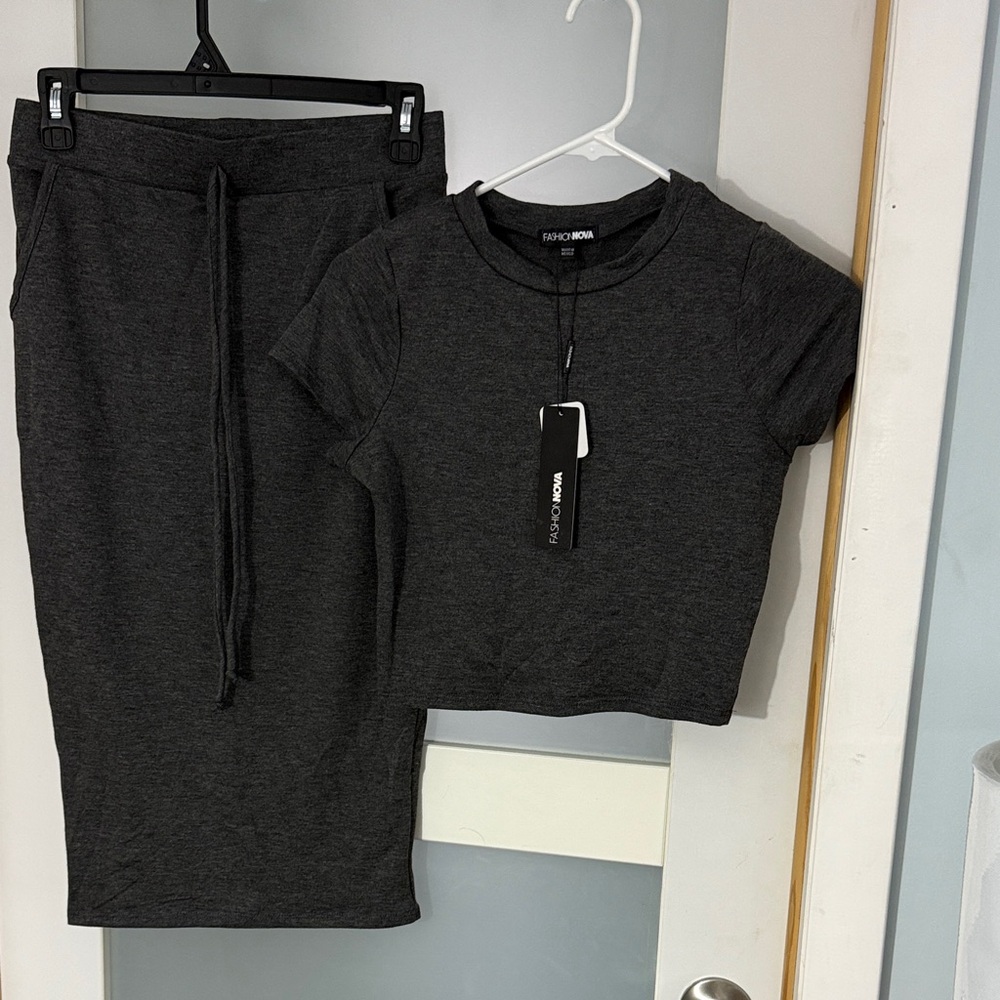 Fashion Nova Dark Gray Two-Piece Outfit